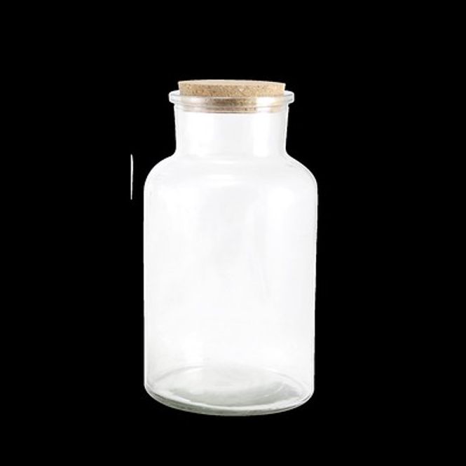 Hovedbilde Glassbeholder med korklokk, bred.