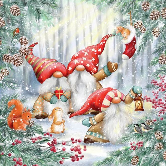 Hovedbilde Serviett Gnomes Snowy Forest