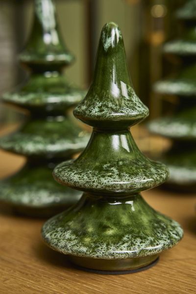 Juletr&aelig; Snow 15x9 cm Gr&oslash;n/Hvid Keramik